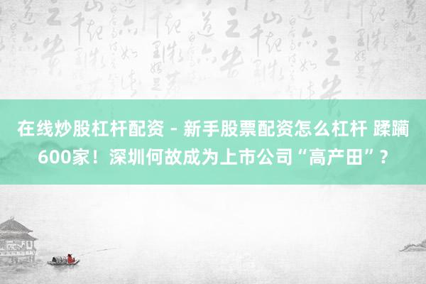 在线炒股杠杆配资 - 新手股票配资怎么杠杆 蹂躏600家！深圳何故成为上市公司“高产田”？