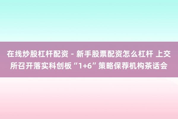在线炒股杠杆配资 - 新手股票配资怎么杠杆 上交所召开落实科创板“1+6”策略保荐机构茶话会