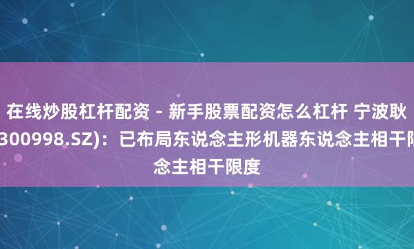 在线炒股杠杆配资 - 新手股票配资怎么杠杆 宁波耿直(300998.SZ)：已布局东说念主形机器东说念主相干限度