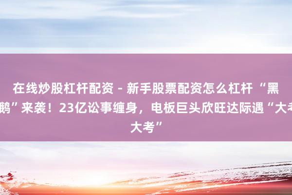 在线炒股杠杆配资 - 新手股票配资怎么杠杆 “黑天鹅”来袭！23亿讼事缠身，电板巨头欣旺达际遇“大考”