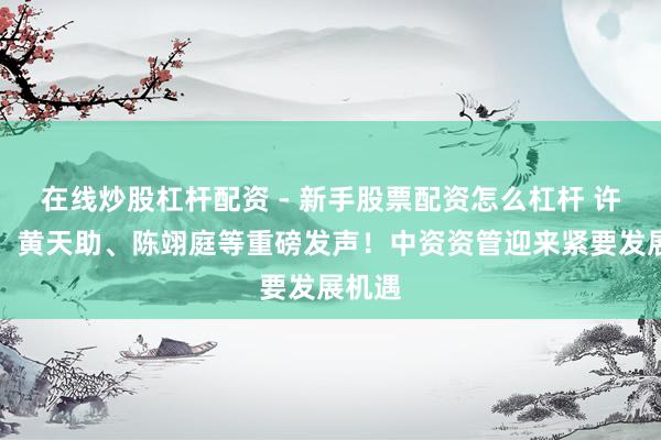 在线炒股杠杆配资 - 新手股票配资怎么杠杆 许正宇、黄天助、陈翊庭等重磅发声！中资资管迎来紧要发展机遇