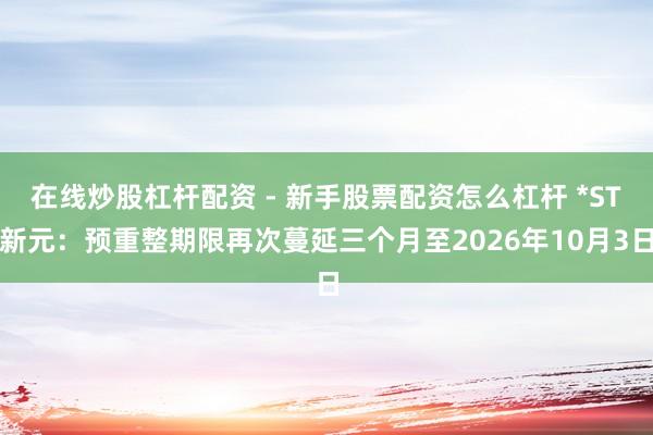 在线炒股杠杆配资 - 新手股票配资怎么杠杆 *ST新元：预重整期限再次蔓延三个月至2026年10月3日